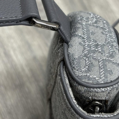 Christian Dior Ruthenium Oblique Saddle Bag ' Grey '