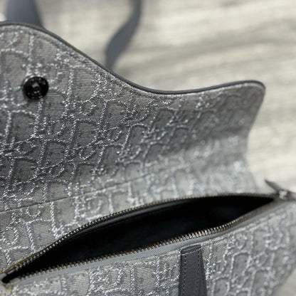 Christian Dior Ruthenium Oblique Saddle Bag ' Grey '