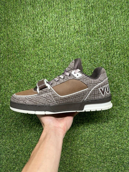 Louis Vuitton Trainer Strap 'Brown Crocodile' UK 8.5