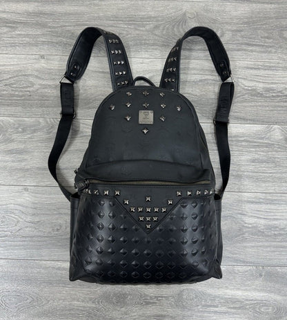MCM Stark Backpack Visetos Studs Large Capacity Leather Black