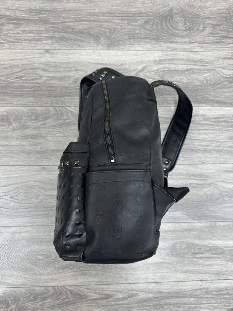 MCM Stark Backpack Visetos Studs Large Capacity Leather Black
