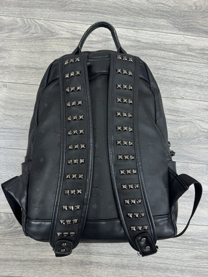 MCM Stark Backpack Visetos Studs Large Capacity Leather Black