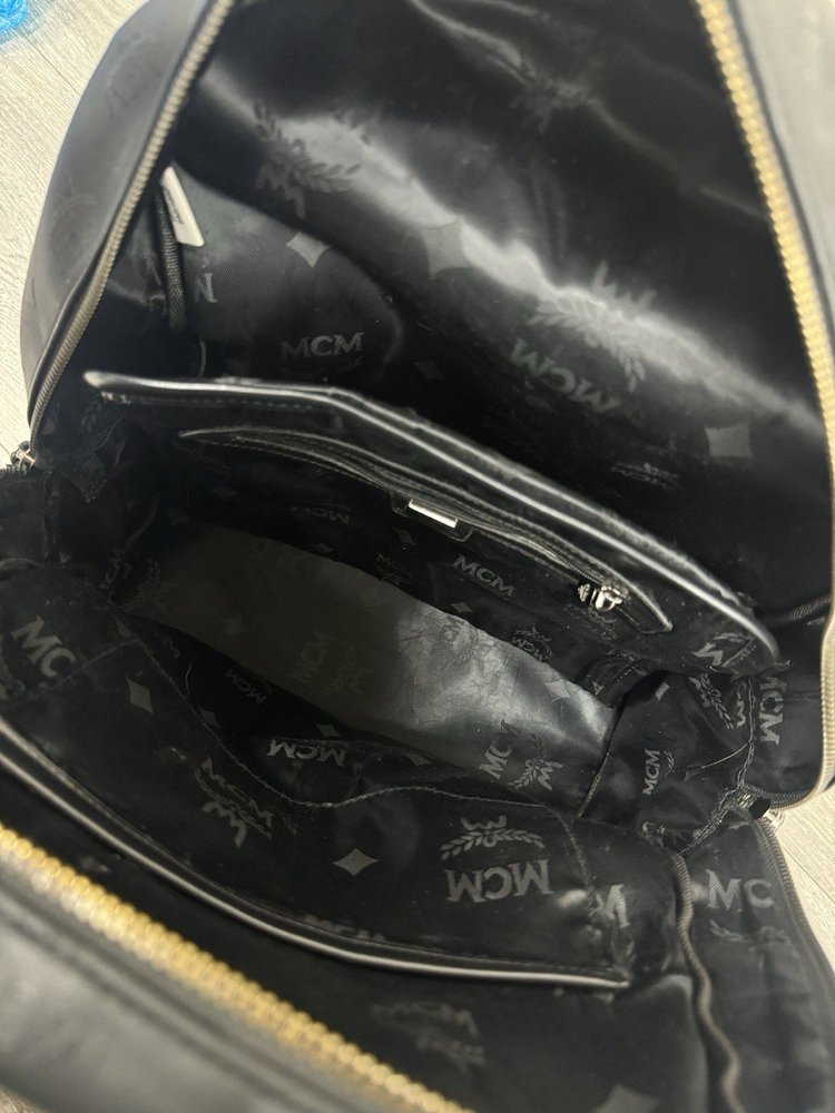 MCM Stark Backpack Visetos Studs Large Capacity Leather Black