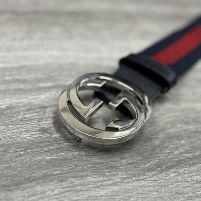 Gucci GG Buckle Web Belt ' Blue Red '