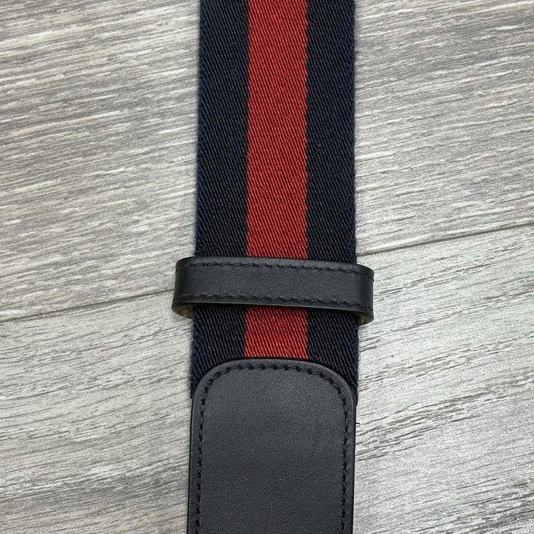Gucci GG Buckle Web Belt ' Blue Red '