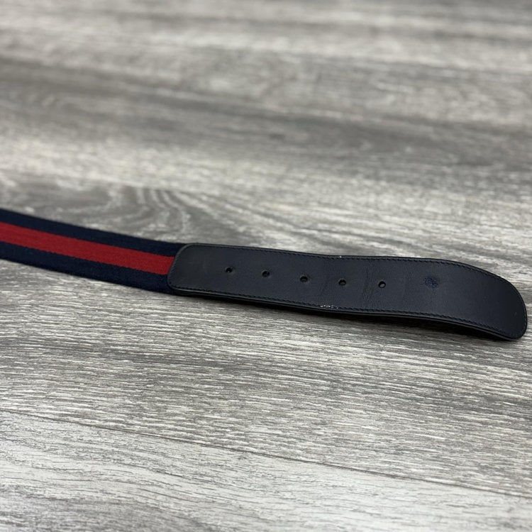 Gucci GG Buckle Web Belt ' Blue Red '