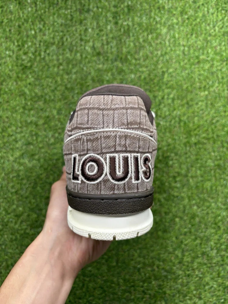 Louis Vuitton Trainer Strap 'Brown Crocodile' UK 8.5