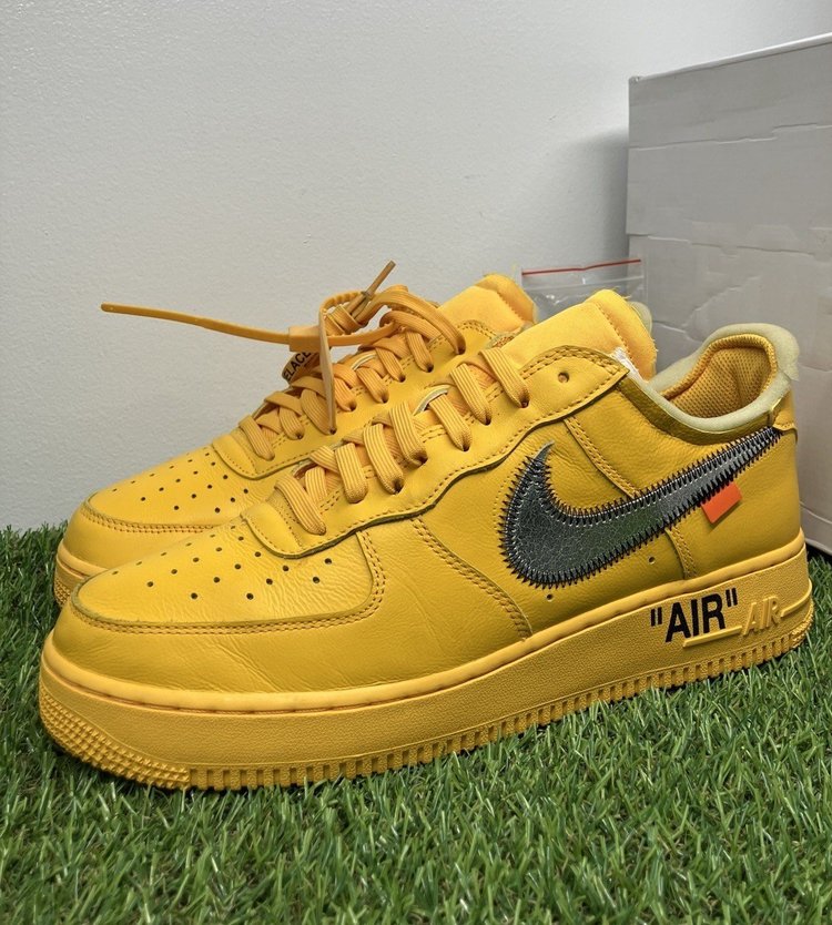 Off White x Nike Air Force 1 Low ICA ' University Gold '  UK 8.5
