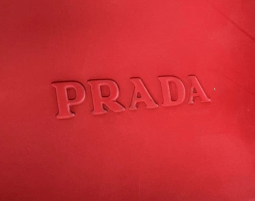 Prada Men's Triangle Logo Red Rubber Slides Sandals
