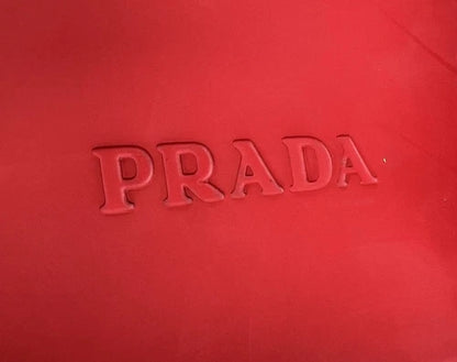 Prada Men's Triangle Logo Red Rubber Slides Sandals