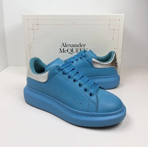 Alexander McQueen Oversized Blue Leather Sneakers