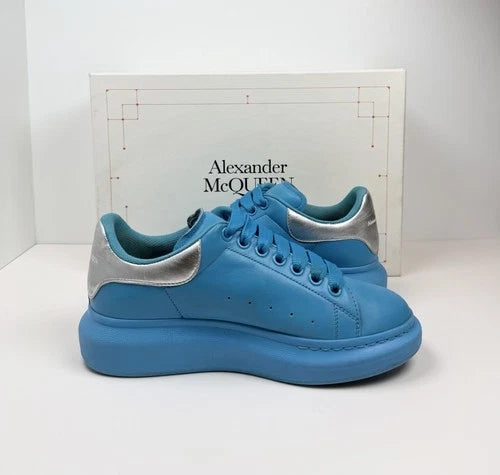 Alexander McQueen Oversized Blue Leather Sneakers