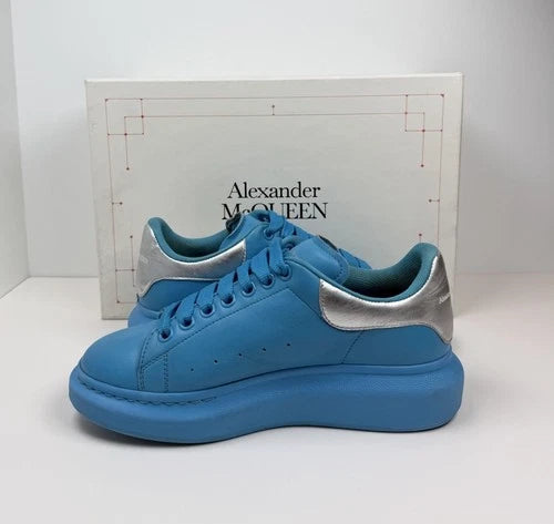 Alexander McQueen Oversized Blue Leather Sneakers