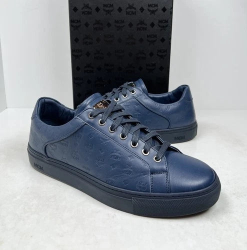 MCM Low Top Leather Navy Blue Sneakers