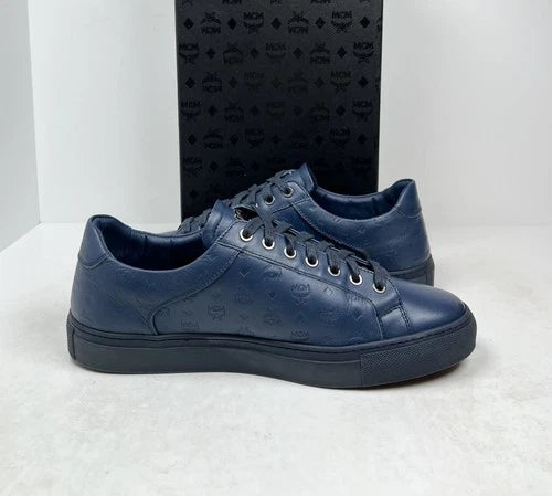 MCM Low Top Leather Navy Blue Sneakers