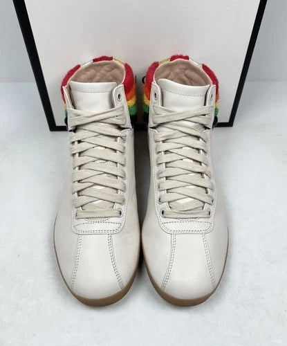 Gucci Rainbow Collar Leather High-Top Sneakers UK 6.5