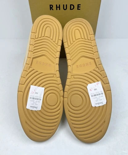 Rhude Yellow Rhecess Leather High Top Sneakers UK 9