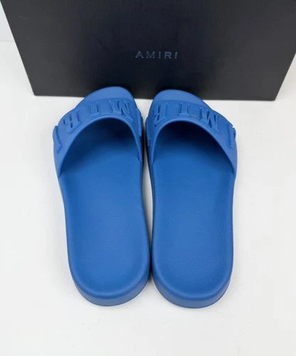 Amiri Logo Pool Slides Blue UK 7