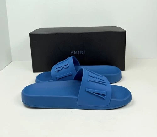 Amiri Logo Pool Slides Blue UK 7