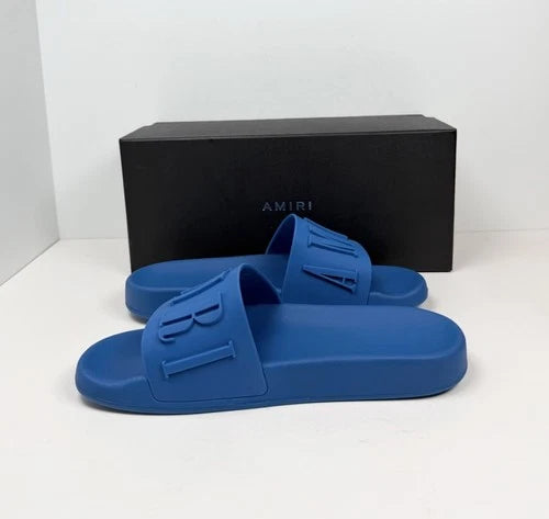 Amiri Logo Pool Slides Blue UK 7