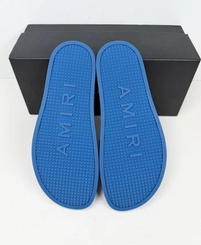 Amiri Logo Pool Slides Blue UK 7
